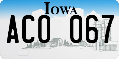 IA license plate ACO067