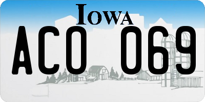 IA license plate ACO069