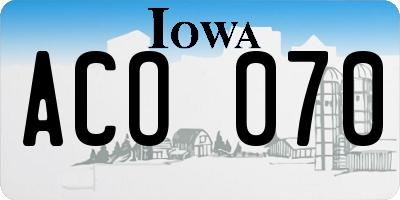 IA license plate ACO070