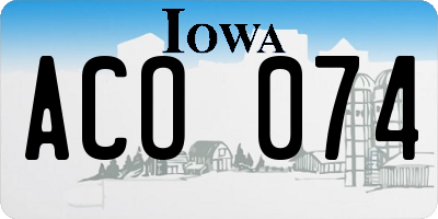 IA license plate ACO074