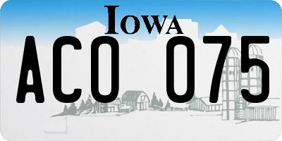 IA license plate ACO075