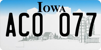 IA license plate ACO077