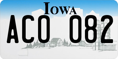 IA license plate ACO082