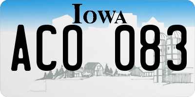 IA license plate ACO083