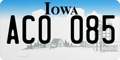 IA license plate ACO085
