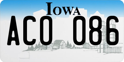 IA license plate ACO086