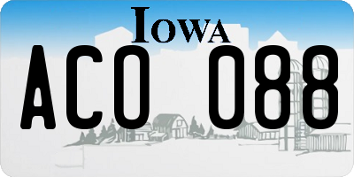 IA license plate ACO088