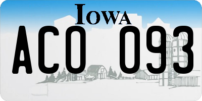 IA license plate ACO093