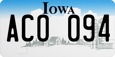 IA license plate ACO094