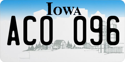 IA license plate ACO096