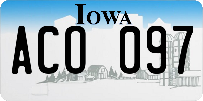 IA license plate ACO097