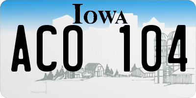 IA license plate ACO104