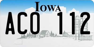 IA license plate ACO112