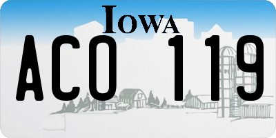 IA license plate ACO119
