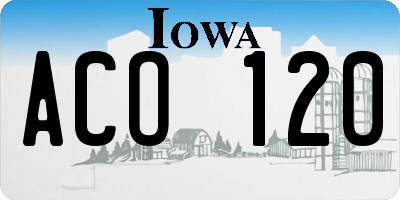 IA license plate ACO120