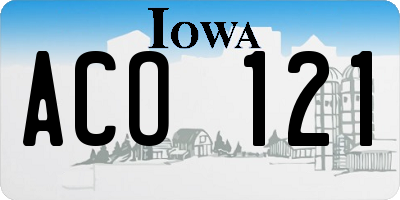 IA license plate ACO121