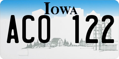 IA license plate ACO122