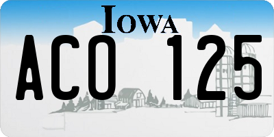 IA license plate ACO125