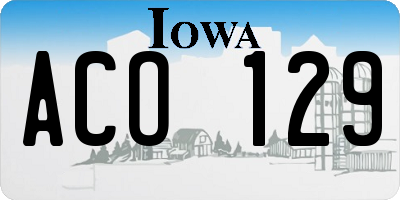 IA license plate ACO129