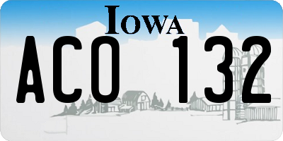 IA license plate ACO132