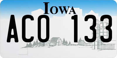 IA license plate ACO133
