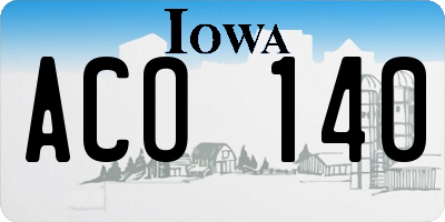 IA license plate ACO140
