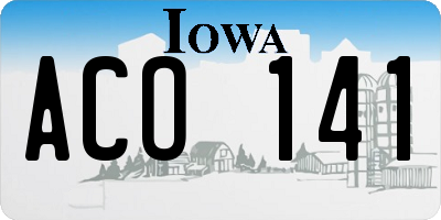 IA license plate ACO141