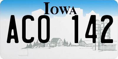 IA license plate ACO142