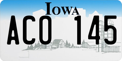 IA license plate ACO145