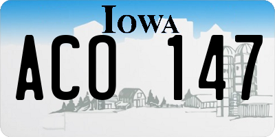 IA license plate ACO147