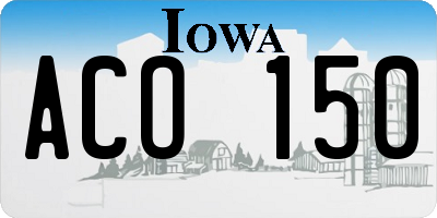IA license plate ACO150