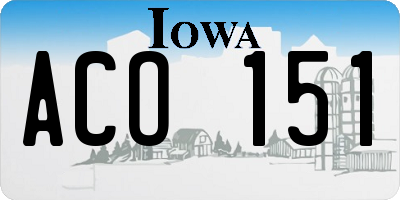 IA license plate ACO151