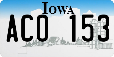 IA license plate ACO153