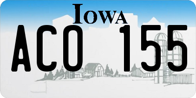 IA license plate ACO155