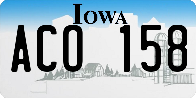IA license plate ACO158
