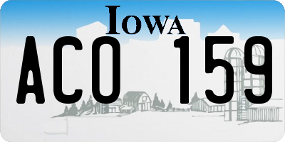 IA license plate ACO159