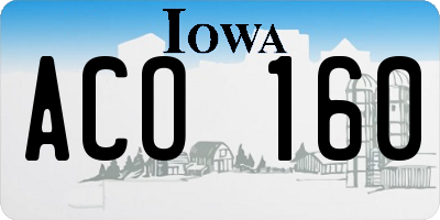 IA license plate ACO160