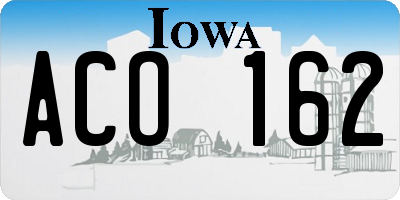 IA license plate ACO162