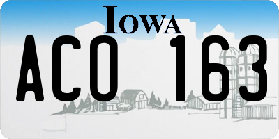 IA license plate ACO163