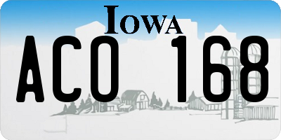 IA license plate ACO168