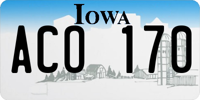 IA license plate ACO170