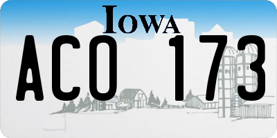 IA license plate ACO173