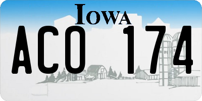 IA license plate ACO174