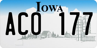 IA license plate ACO177