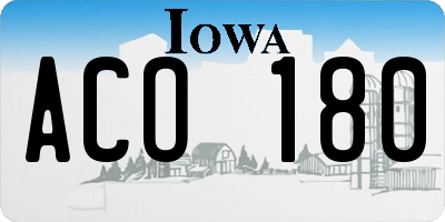IA license plate ACO180