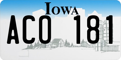 IA license plate ACO181