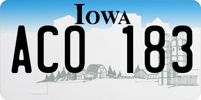 IA license plate ACO183