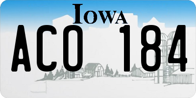 IA license plate ACO184
