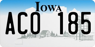 IA license plate ACO185