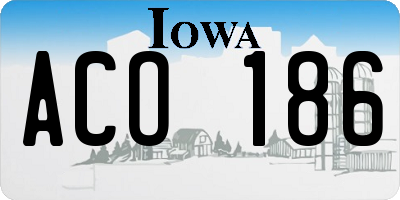 IA license plate ACO186